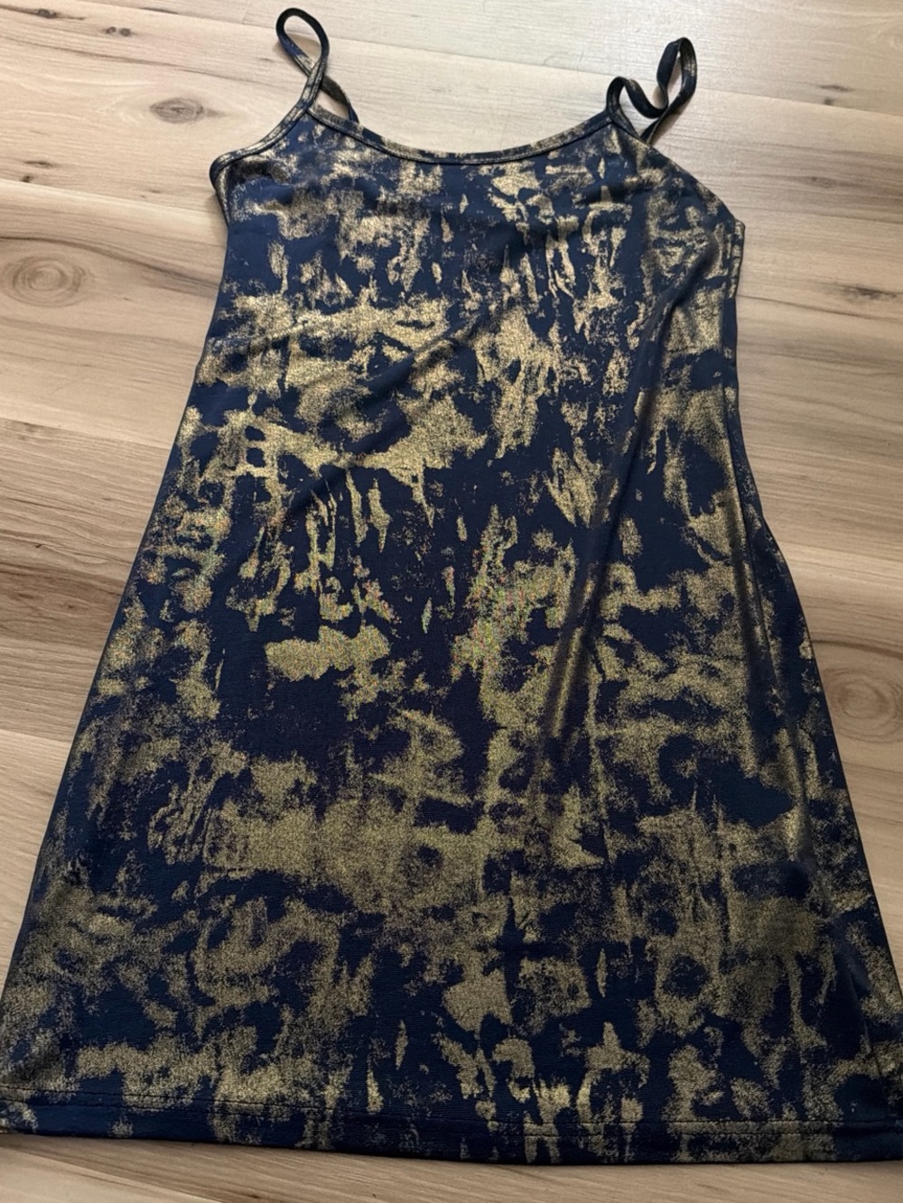 BKE Navy Blue and Gold Metallic Mini Dress
